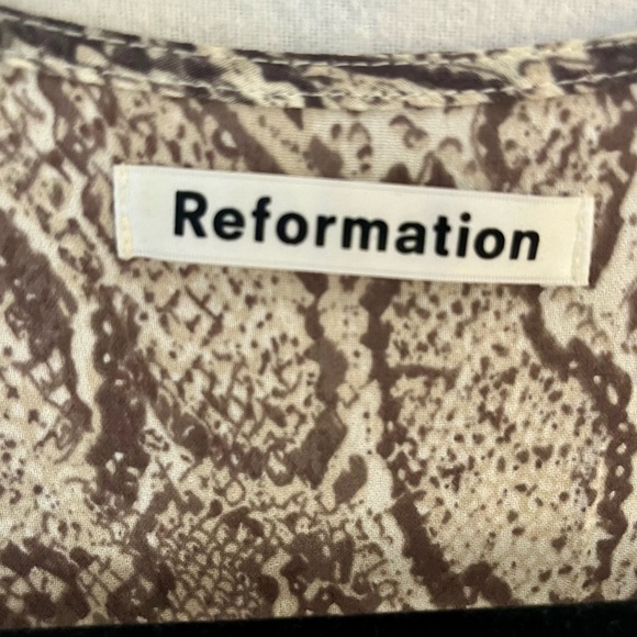 Reformation Like New Snake Skin Patterned Mini Wrap Dress with 3/4 Sleeves! - Picture 9 of 13